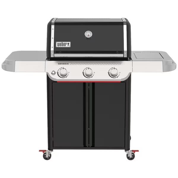 Weber Genesis E-315 kaasugrilli, kolme poltinta, moderni musta ja teräksinen muotoilu