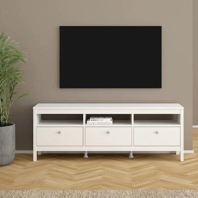 Madrid TV-taso 151x38 cm valkoisena – klassinen ja toimiva valinta olohuoneeseen