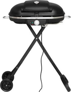 Mustang Voyage 2400 W sähkögrilli jalustalla ja kannella.