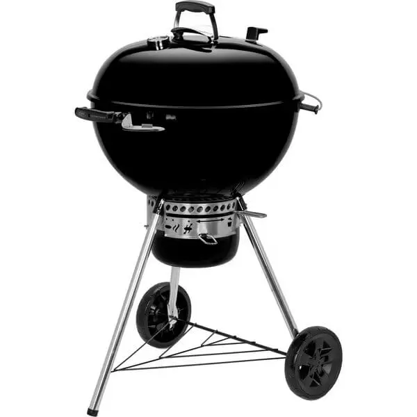 Weber Master-Touch GBS E-5750 musta pallogrilli pyörillä ja jalustalla.