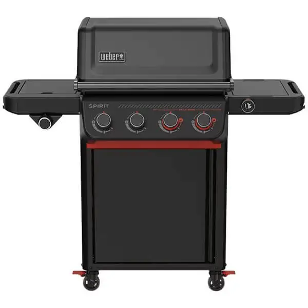 Weber Spirit EPX-435R Stealth musta kaasugrilli sivutasoilla.